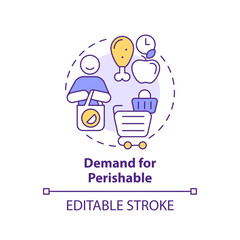 Demand for perishable multi color concept icon. Limited shelf life consumption, use for products. Round shape line illustration. Abstract idea. Graphic design. Easy to use in brochure marketing