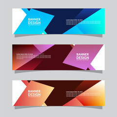 Naklejka premium Vector set of landscape banner background design concept. Colorful background business layout template