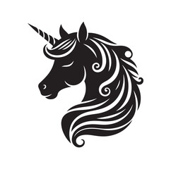 Unicorn face silhouette Vector illustration