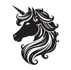 Unicorn face silhouette Vector illustration