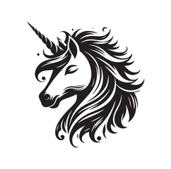 Unicorn face silhouette Vector illustration