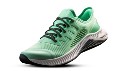 green sport shoes on transparent background