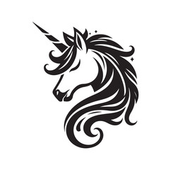 Unicorn face silhouette Vector illustration