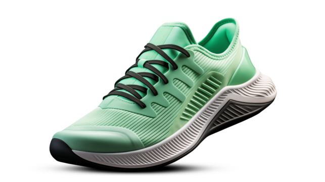 green sport shoes on transparent background