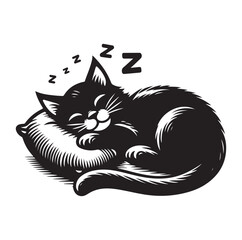 A Cat Sleeping with pillow vector illustration design