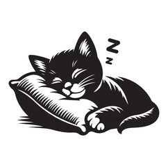 A Cat Sleeping with pillow vector illustration design