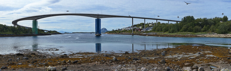 Road bridge in Bronnoysund in Norway, Europe
