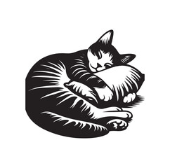 A Cat Sleeping with pillow vector illustration design