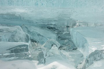 Fototapeta na wymiar Frozen Pieces Of Ice In Nature