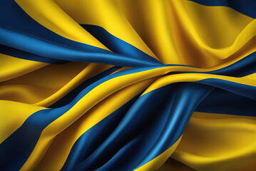 Ukrainian flag with silk cloth texture and smooth waves