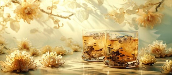 Traditional Chinese tea made with chrysanthemum, served iced.