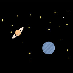 Stars and planets. Space background, vector illustration