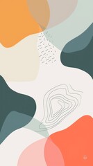 Abstract Pastel Shapes and Dots on Vertical Canvas. Background for Instagram Story, Banner