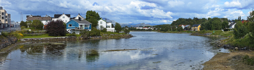 Fototapeta na wymiar Panoramic view of Bronnoysund in Norway, Europe 