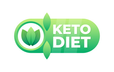 Keto diet friendly label with green leaf symbol, perfect for low carb, high-fat food products