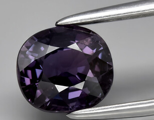 natural purple sapphire gem on the background