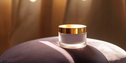 A luxurious cosmetic jar with a frosted glass