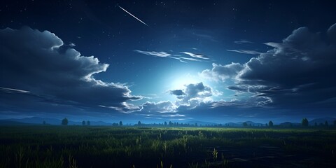 Moonlit night sky contributing to healthy ecosystems , moonlit night sky, healthy ecosystems, night
