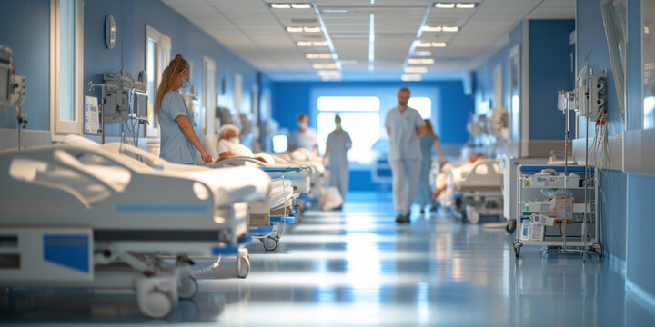 Hospital ward with patient beds