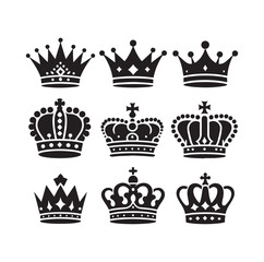 Fototapeta premium King crown icon silhouette set crown symbols collection vector illustration design