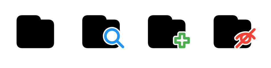 folder icon set, search, new and hide  folder icon button