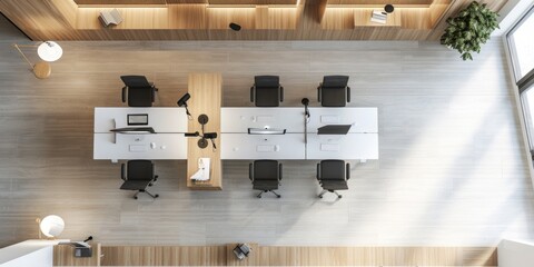 Modern minimalist office space with clean lines