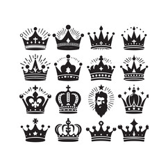 King crown icon silhouette set crown symbols collection vector illustration design