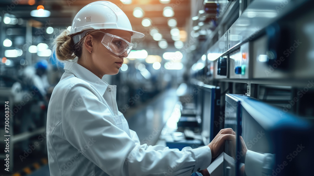 Leinwandbilder Engineer are developing the latest smart devices to improve production efficiency. Generative AI.