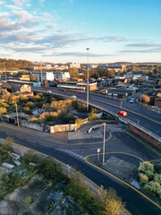 High Angle View of Downtown Buildings at Central Luton City of England UK. December 1st, 2023