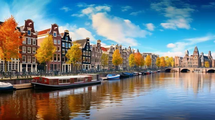 Tuinposter Splendid autumn scene of Amsterdam city. © Anas