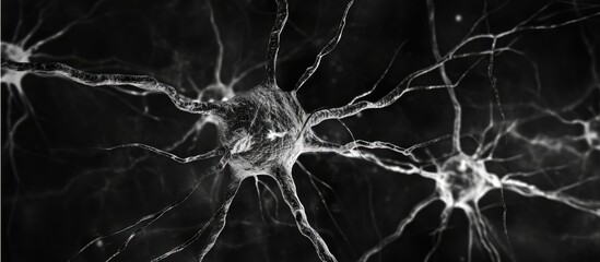 Apical dendrite structure of cortical pyramidal neurons with spines and bifurcation revealed by Golgi silver chromate technique. - obrazy, fototapety, plakaty