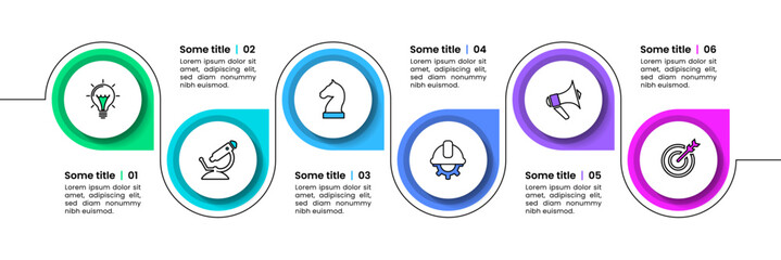 Infographic template. Horizontal line with 6 circles
