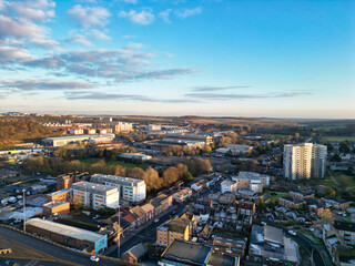 Fototapeta premium High Angle View of Downtown Buildings at Central Luton City of England UK. December 1st, 2023