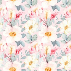 Soft Floral Watercolor Seamless Pattern