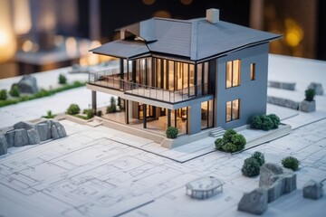 3D Small House Model ,3D Illustration Model House on White Background