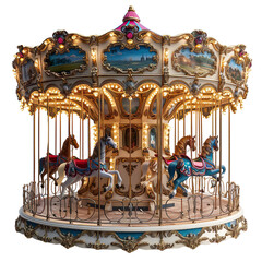 carousel with horses isolated on white background