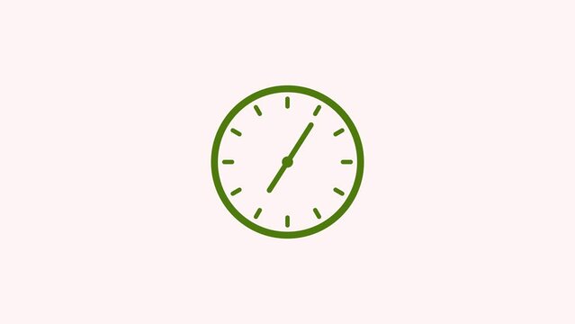 Clock icon with moving arrows in 12 hour loop. Stopwatch animation. Round clock with rotating animated arrows. Alpha channel