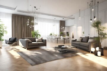 Modern interior design (privat apartment 3d rendering)