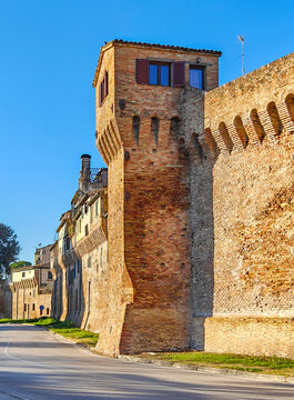 Jesi, Italy - one of the most tipycal villages of Marche region, Jesi displays an impressive defensive wall surrounding the city, one of the best preserved in Italy 
