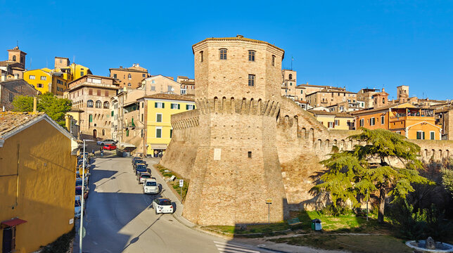 Jesi, Italy - one of the most tipycal villages of Marche region, Jesi displays an impressive defensive wall surrounding the city, one of the best preserved in Italy 