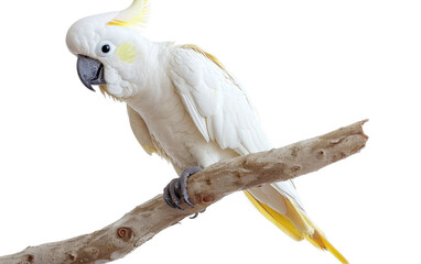 Cockatoo Perched on Transparent Background, PNG, Generative Ai