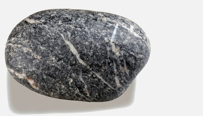 Gray black one marble stone. Isolated on a white background