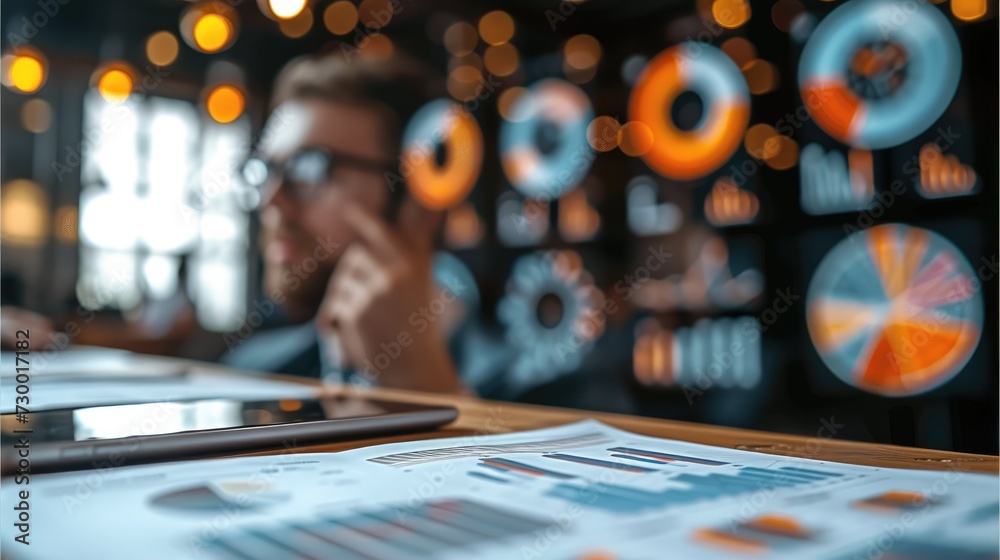 Aufkleber Illustrating HR analysis in companies. Depict key elements such as data charts, graphs, and visuals representing workforce analytics. Generative AI.