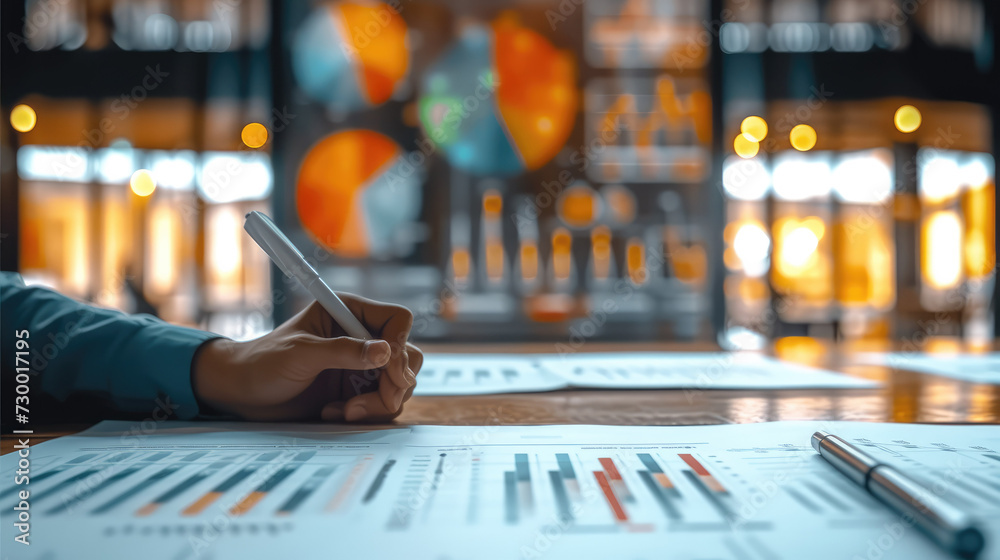 Aufkleber Illustrating HR analysis in companies. Depict key elements such as data charts, graphs, and visuals representing workforce analytics. Generative AI.