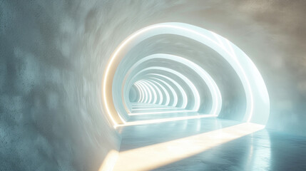 Fototapeta premium Illuminated Curves: Bright Tunnel Path