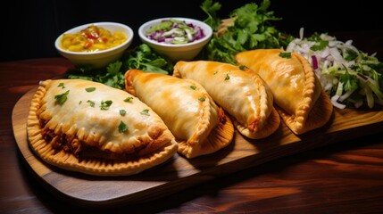 Delicious empanadas - traditional Latin American baked beef pastry.