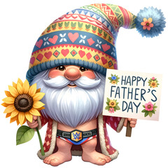 Gnome Father's Day Watercolor Clipart Illustration