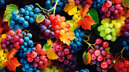 Colorful pattern of grapes - obrazy, fototapety, plakaty