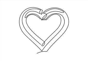 Continuous line drawing of heart. Heart one line icon. One line drawing background. Vector illustration. Heart black icon	