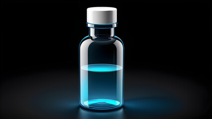 medicine bottle. isolated on a black background. with black copy space.